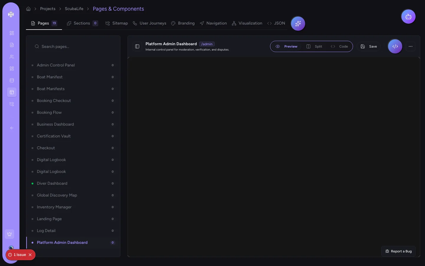 VibeMap pages inventory with routes and linked stories